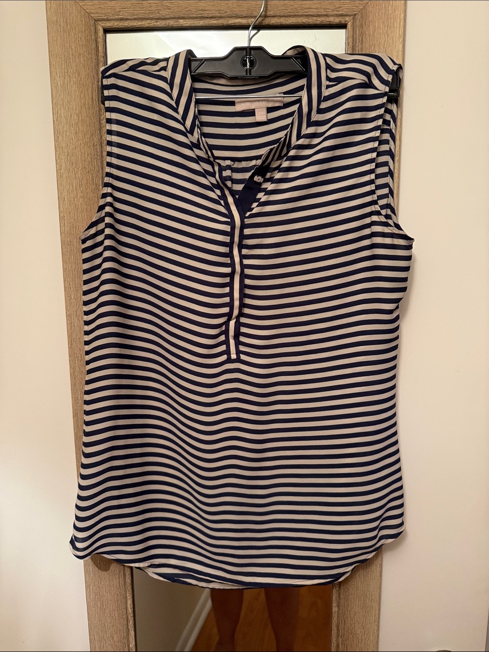 Banana Republic Navy and White Striped Sleeveless Top